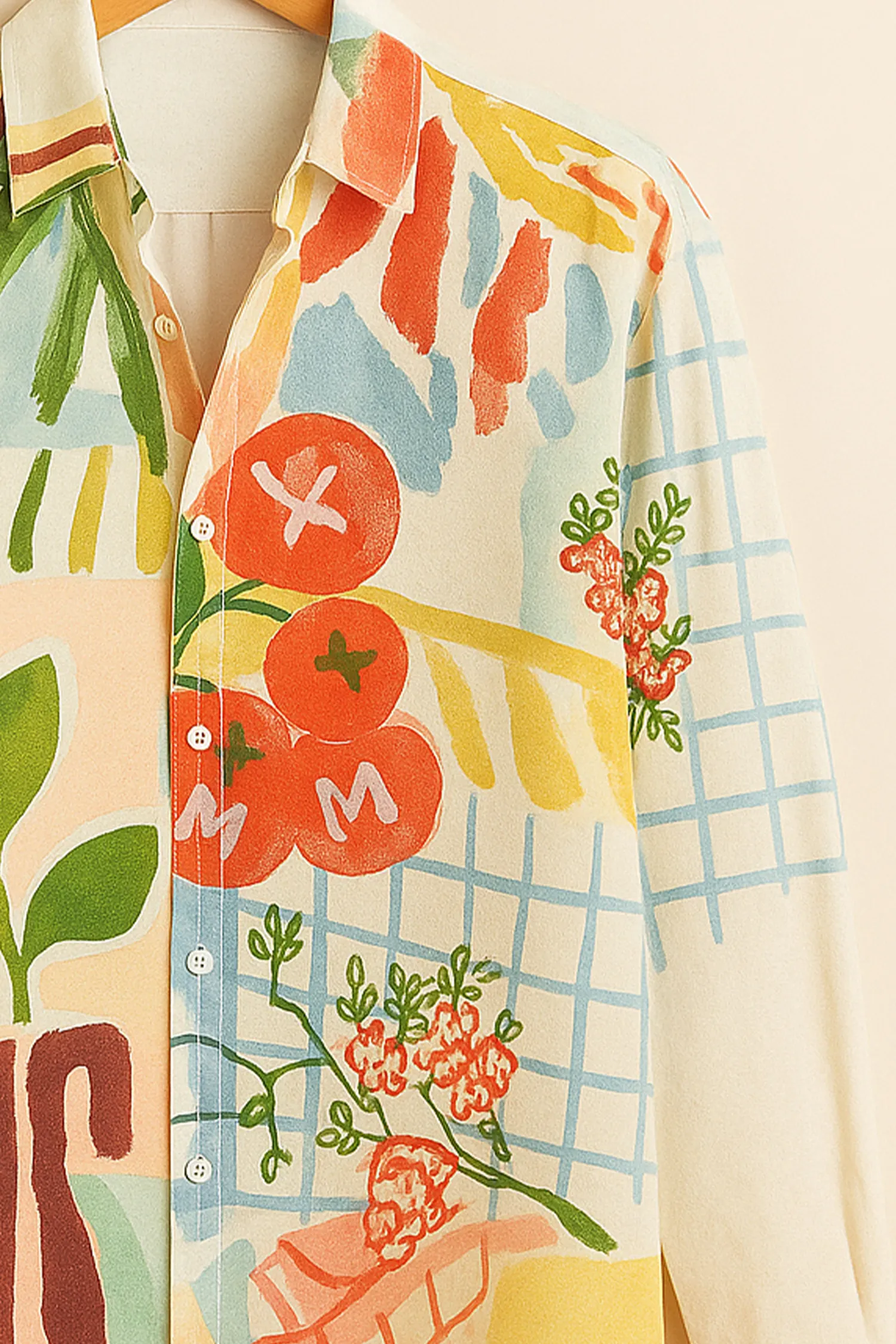 Abstract Garden Multicolor Cotton Shirt - Image 3
