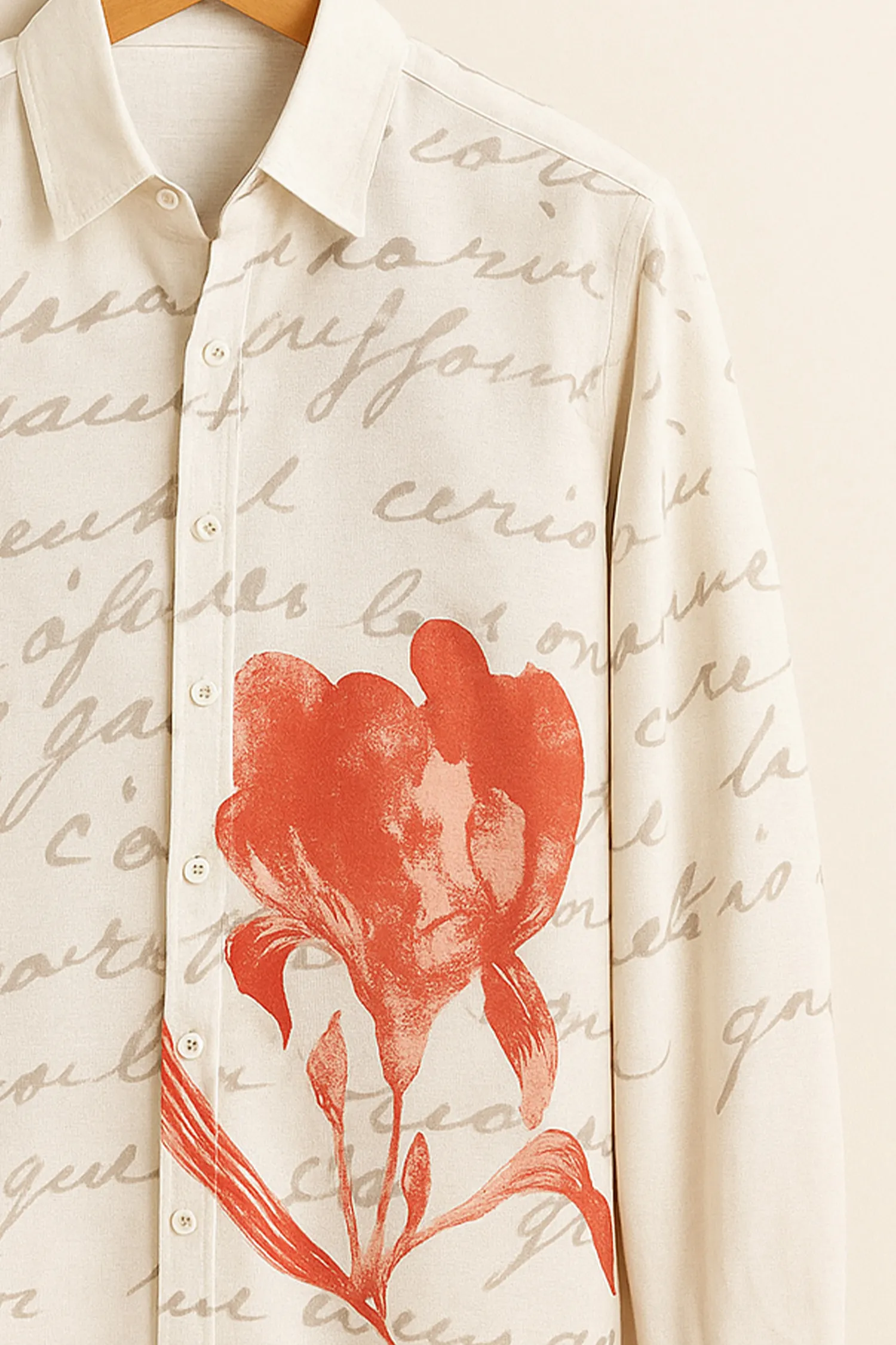Scripted Blossom Art Cotton Shirt - Image 3