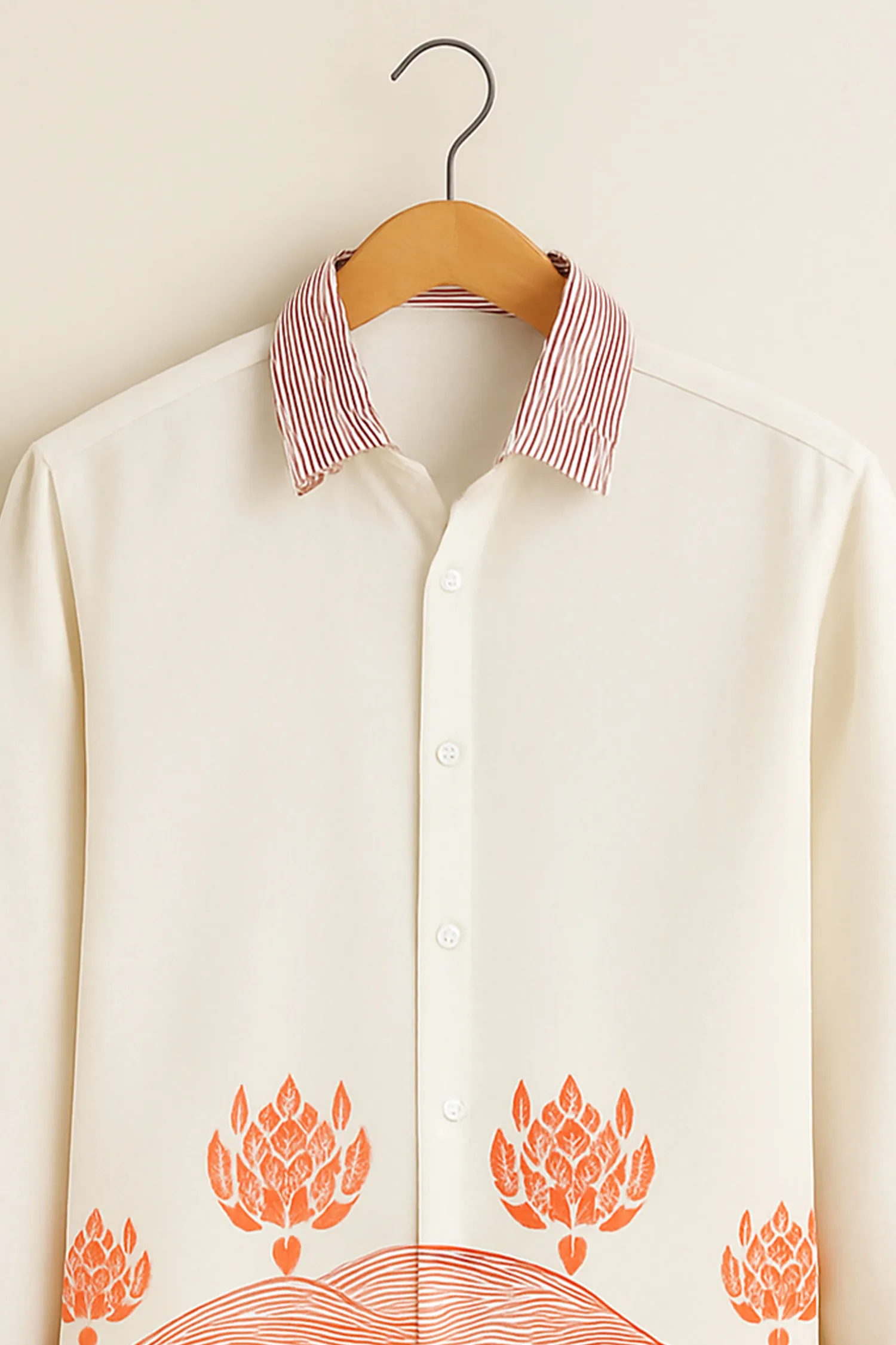 Sunset Lotus Pattern Cotton Shirt - Image 2