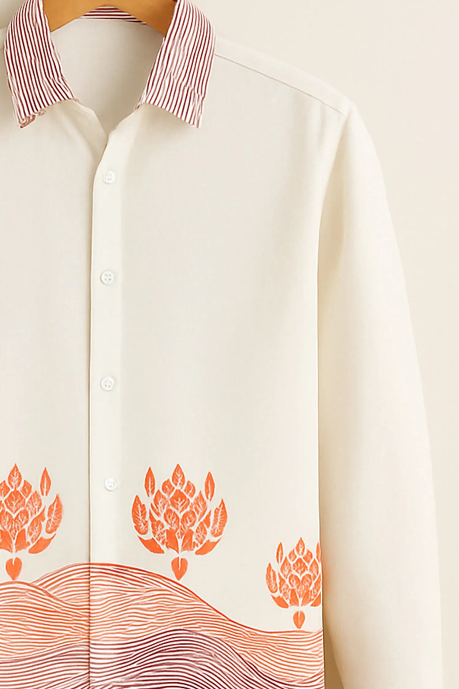 Sunset Lotus Pattern Cotton Shirt - Image 3
