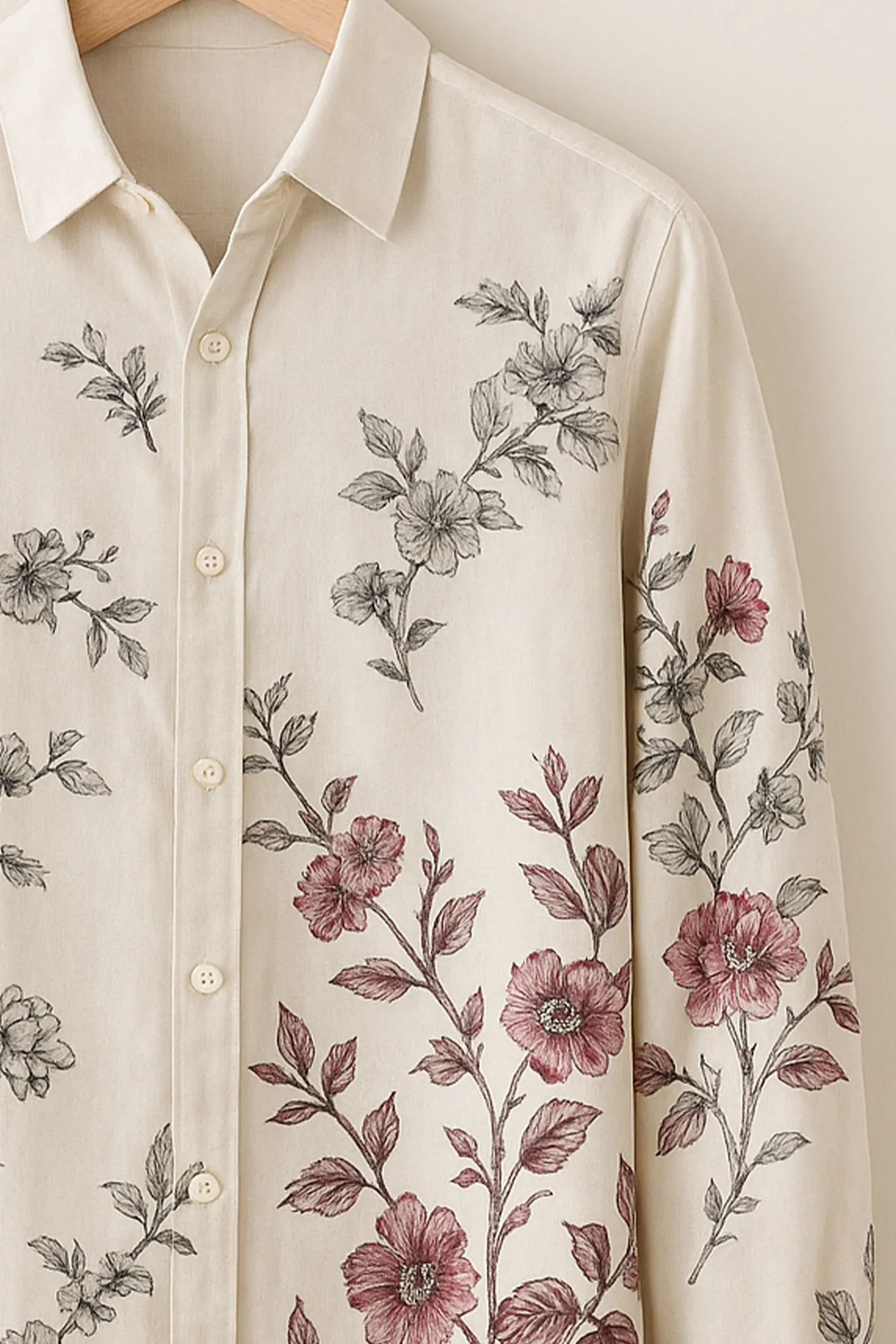 Vintage Rose Botanical Cotton Shirt - Image 3