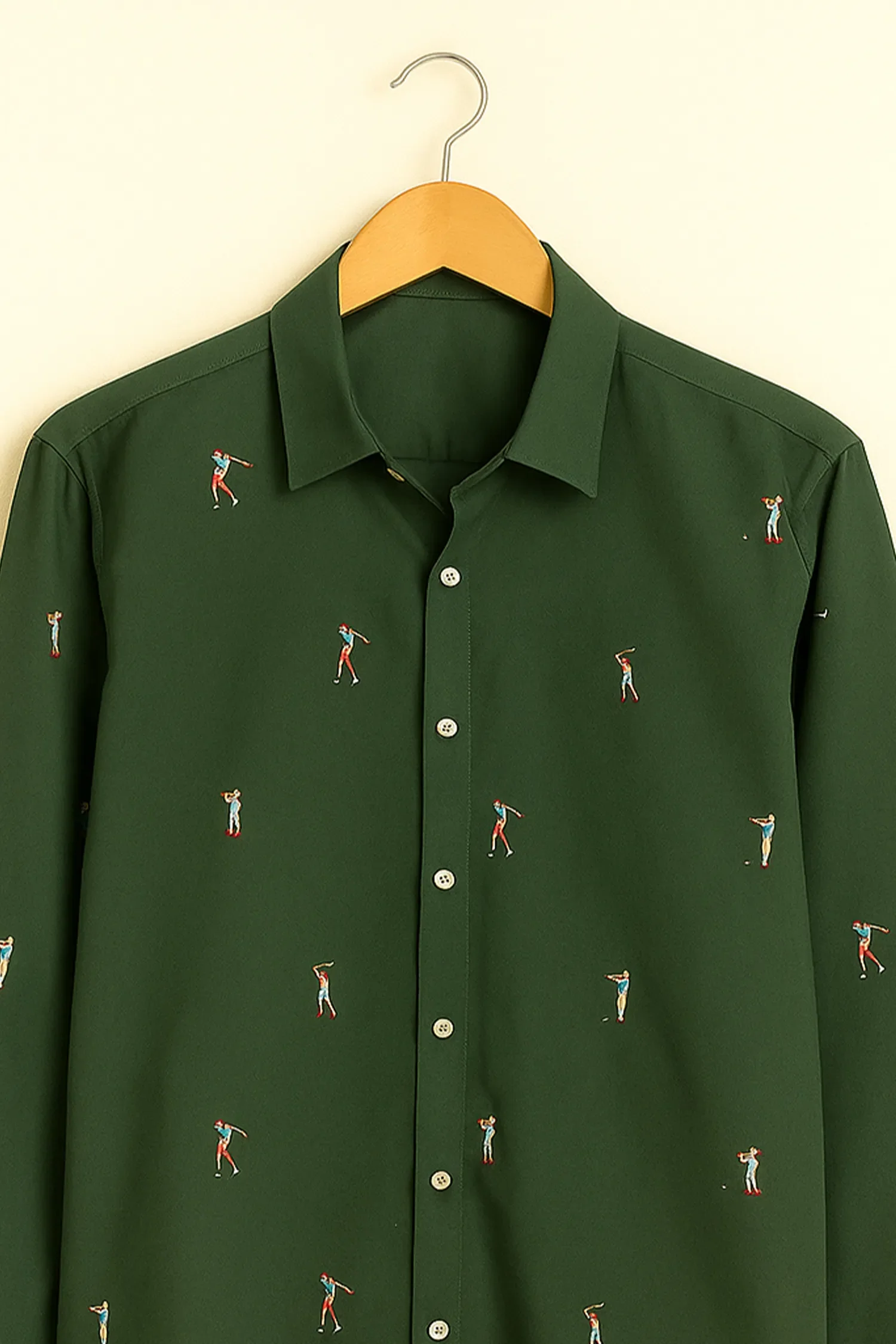 Sporty Golfer Pattern Cotton Shirt - Image 2
