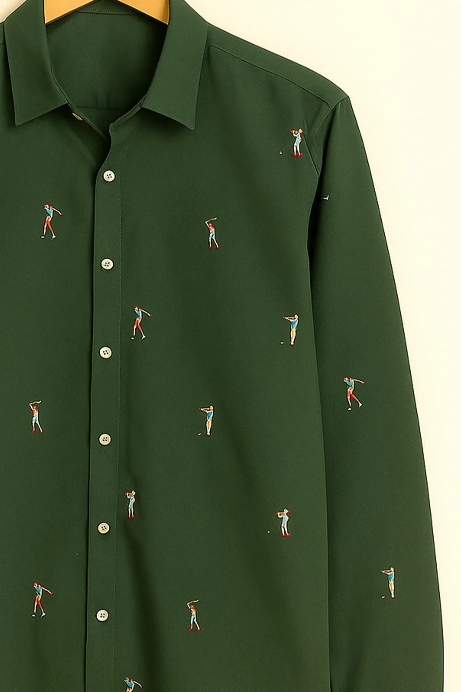 Sporty Golfer Pattern Cotton Shirt - Image 3