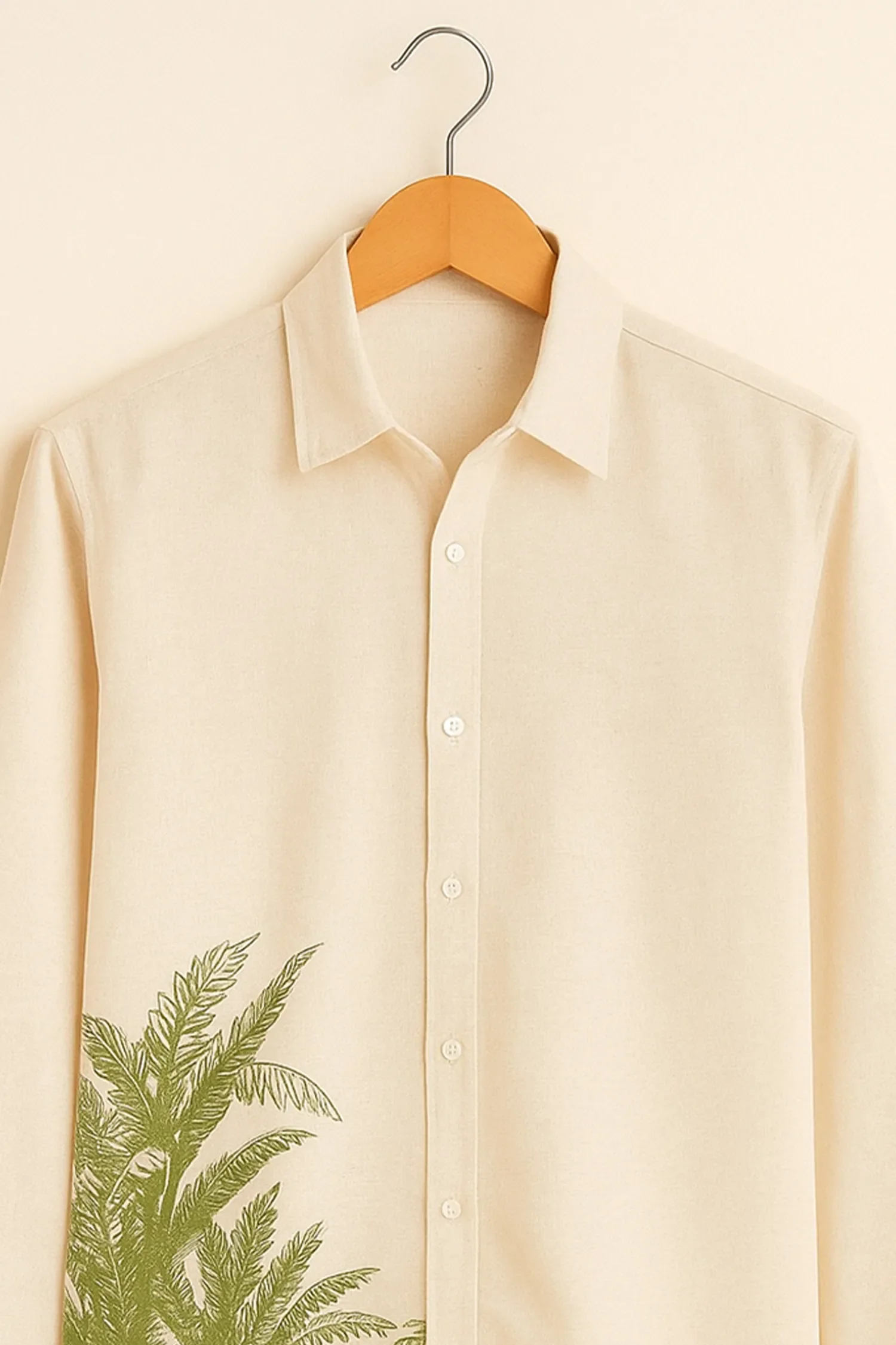 Tropical Leaf Cream Cotton Shirt - Image 2
