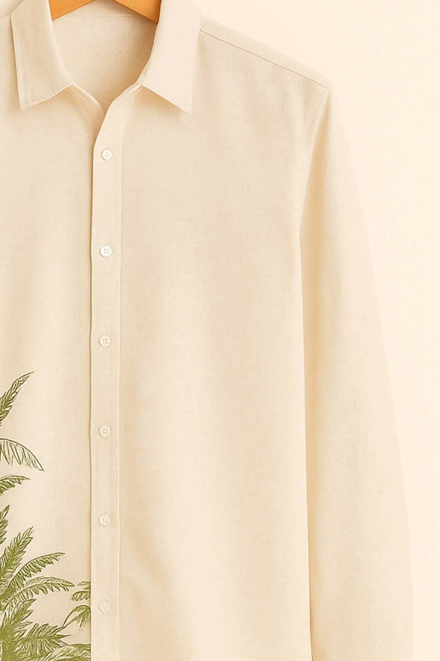 Tropical Leaf Cream Cotton Shirt - Image 3