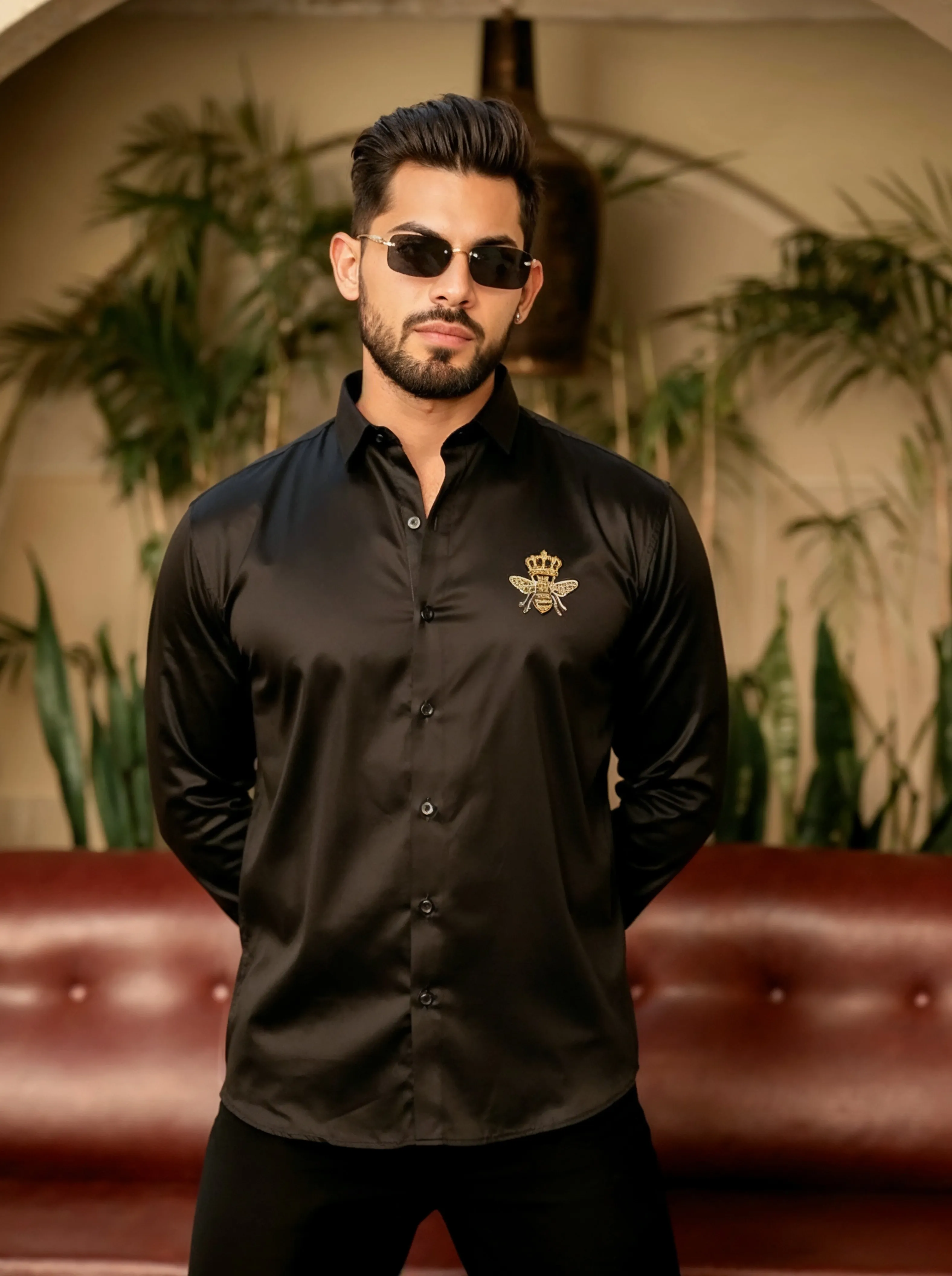 Men’s Bee Crown Embroidered Shirt - Image 6