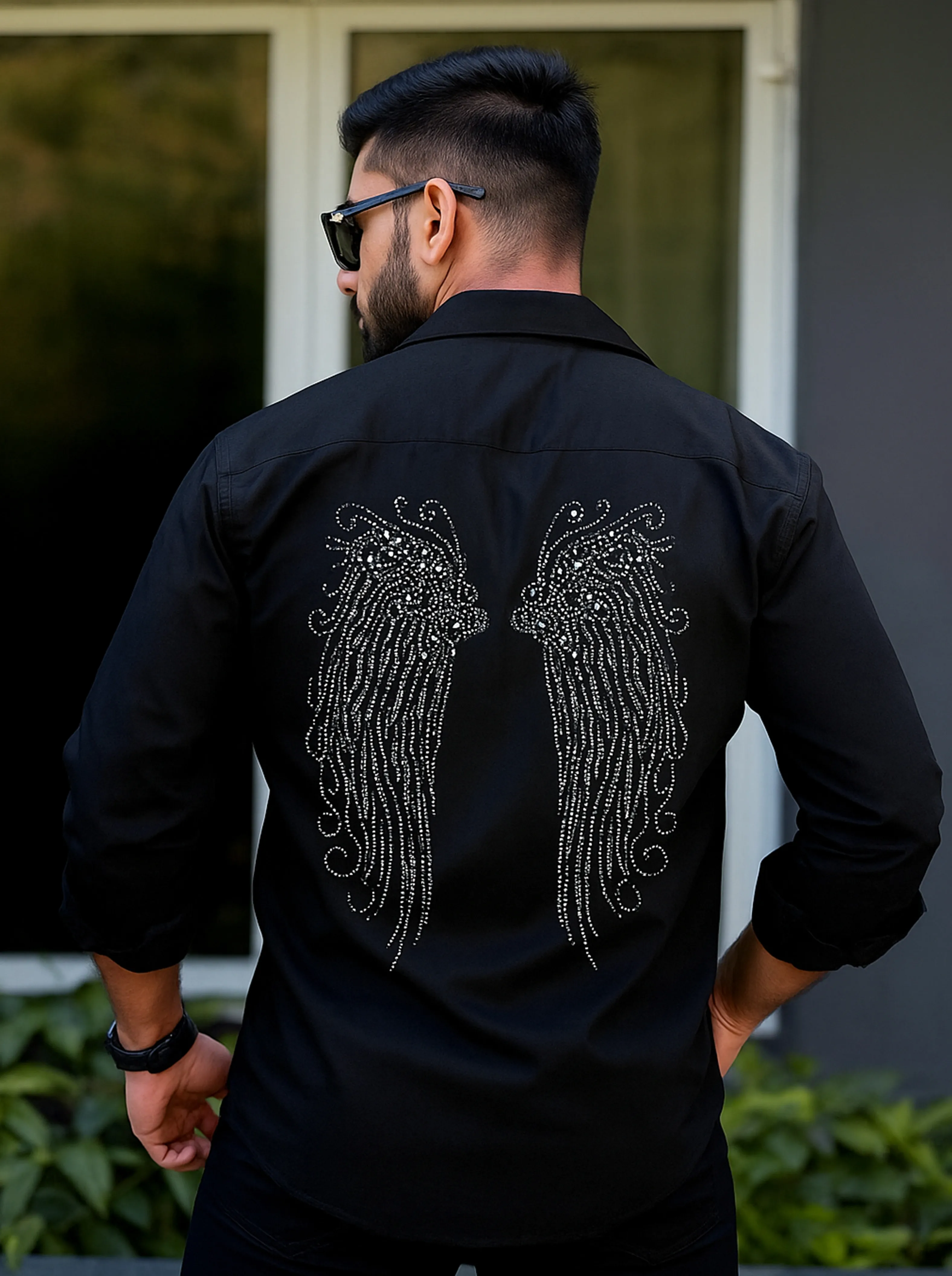Men’s Black Angel Wings Jarkan Shirt - Image 3