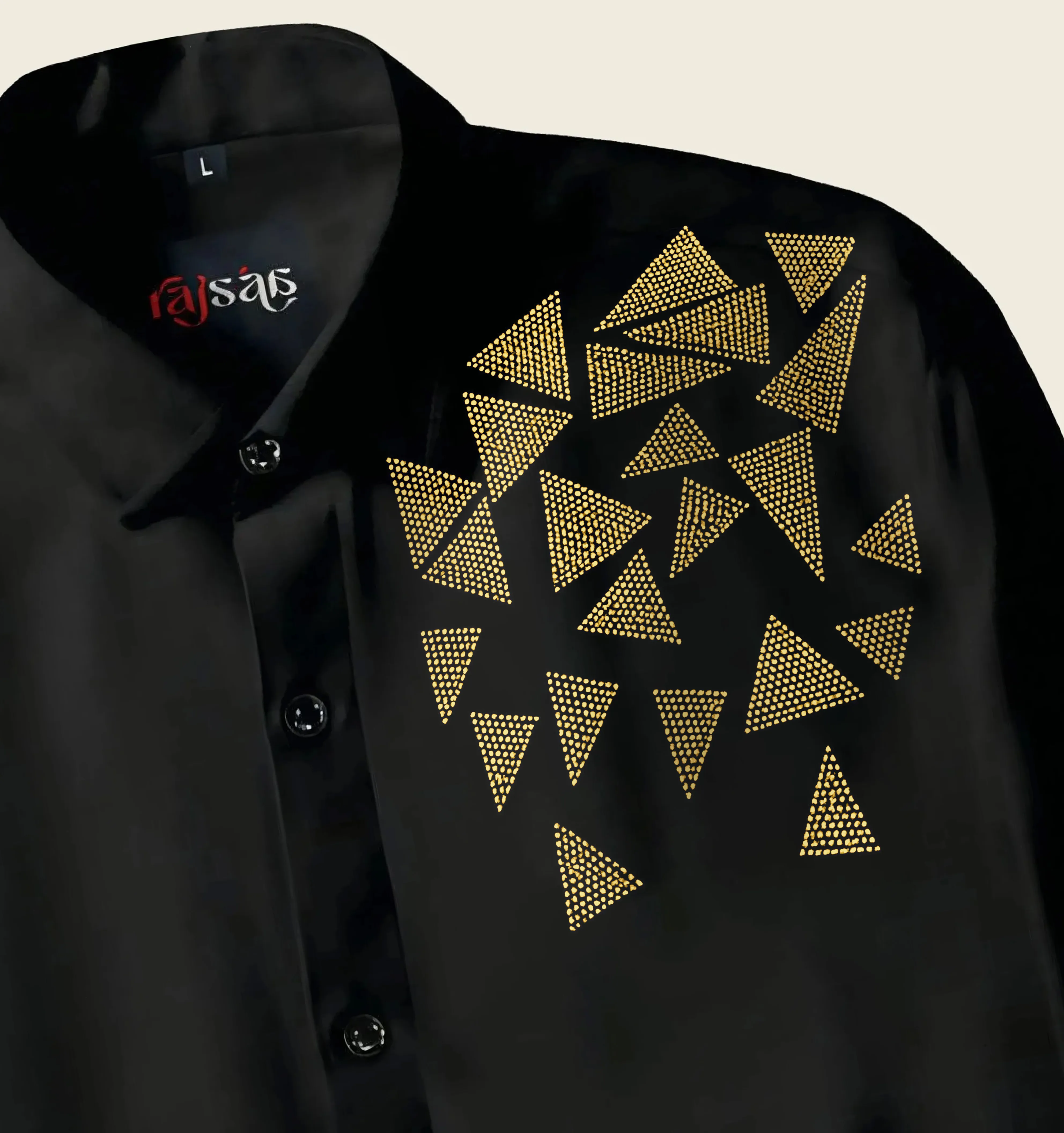 Men’s Black Geometric Jarkan Shirt - Image 2