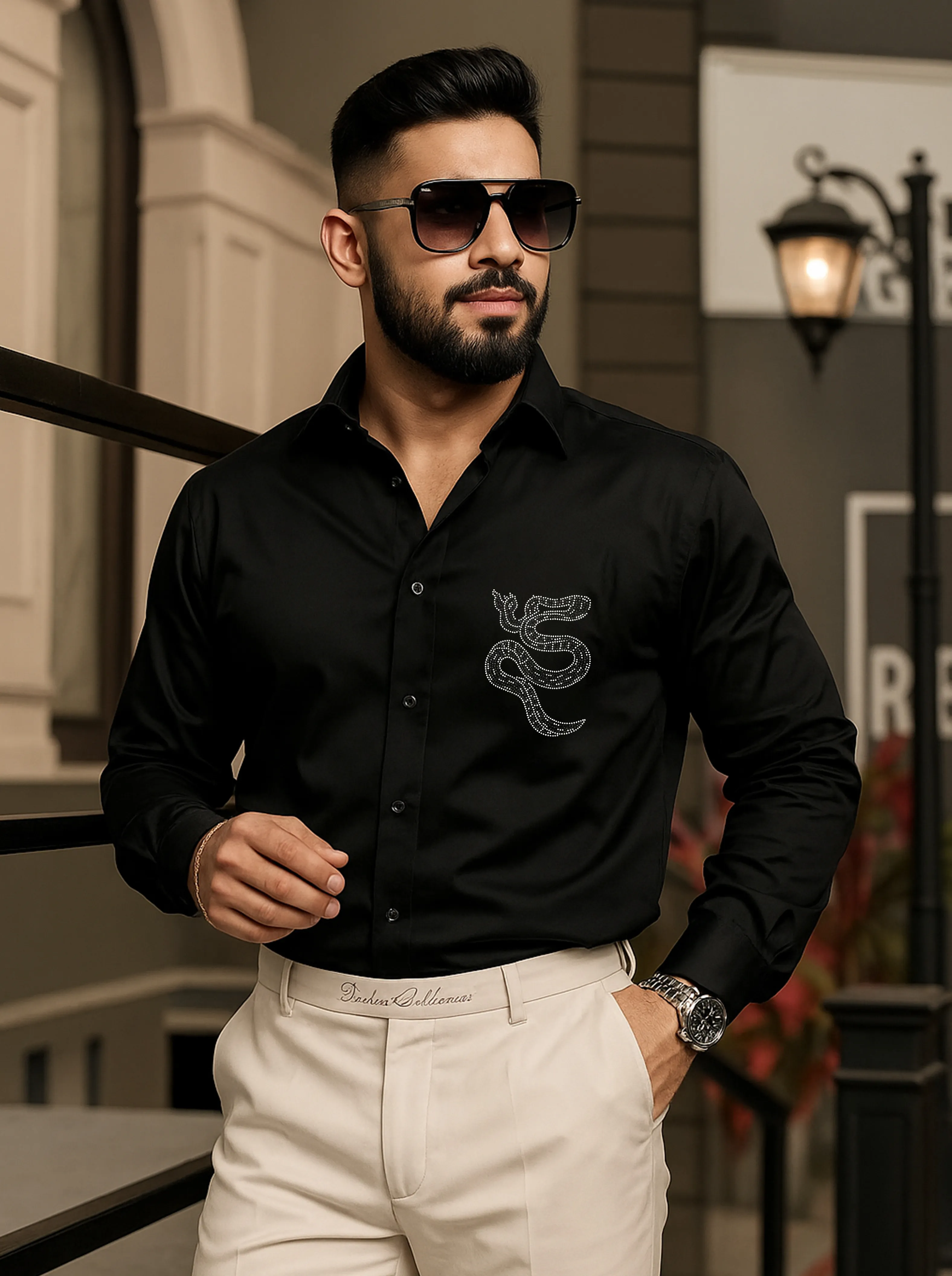 Men’s Black Snake Jarkan Shirt - Image 3