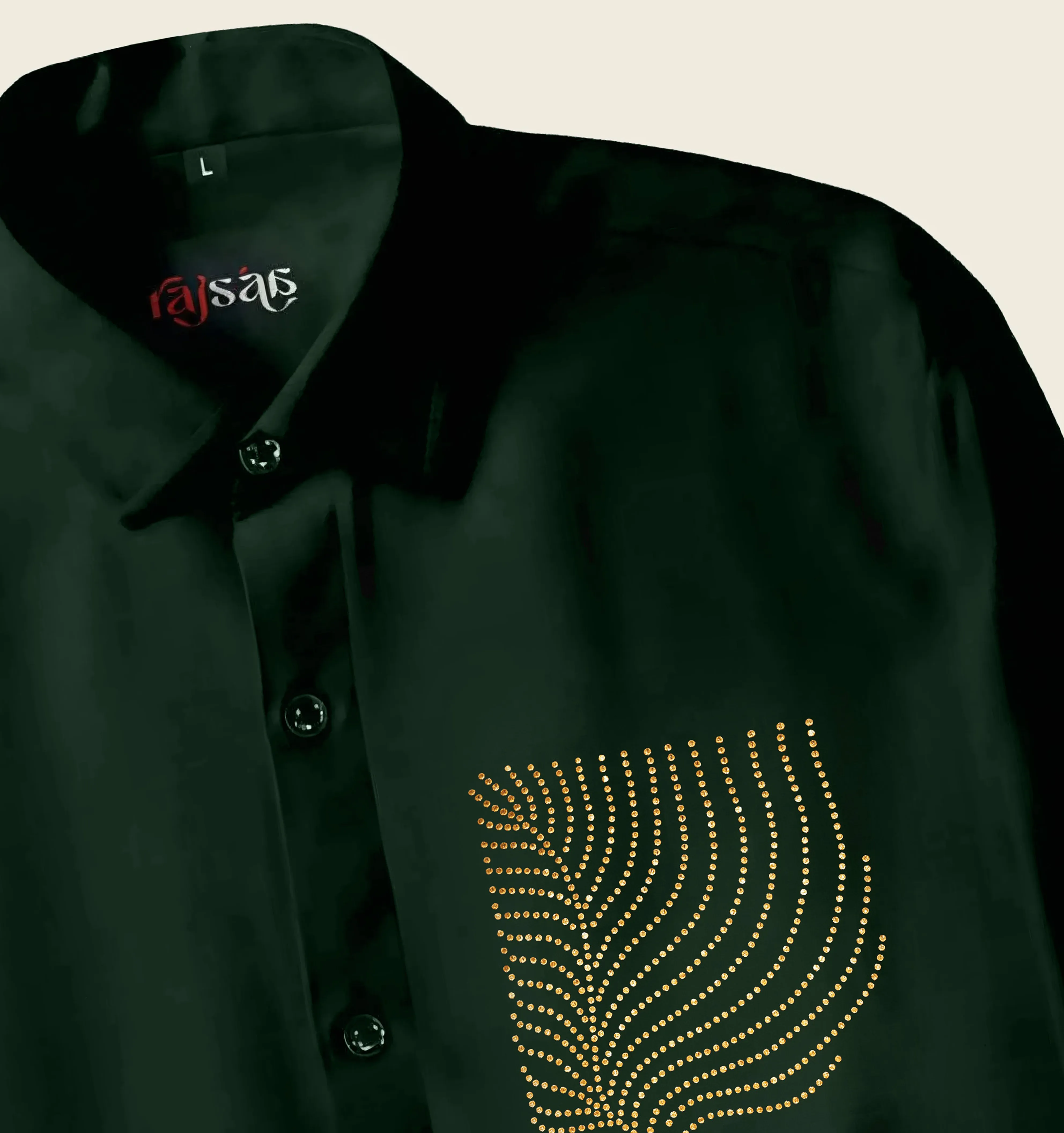 Men’s Dark Green Abstract Jarkan Shirt - Image 2