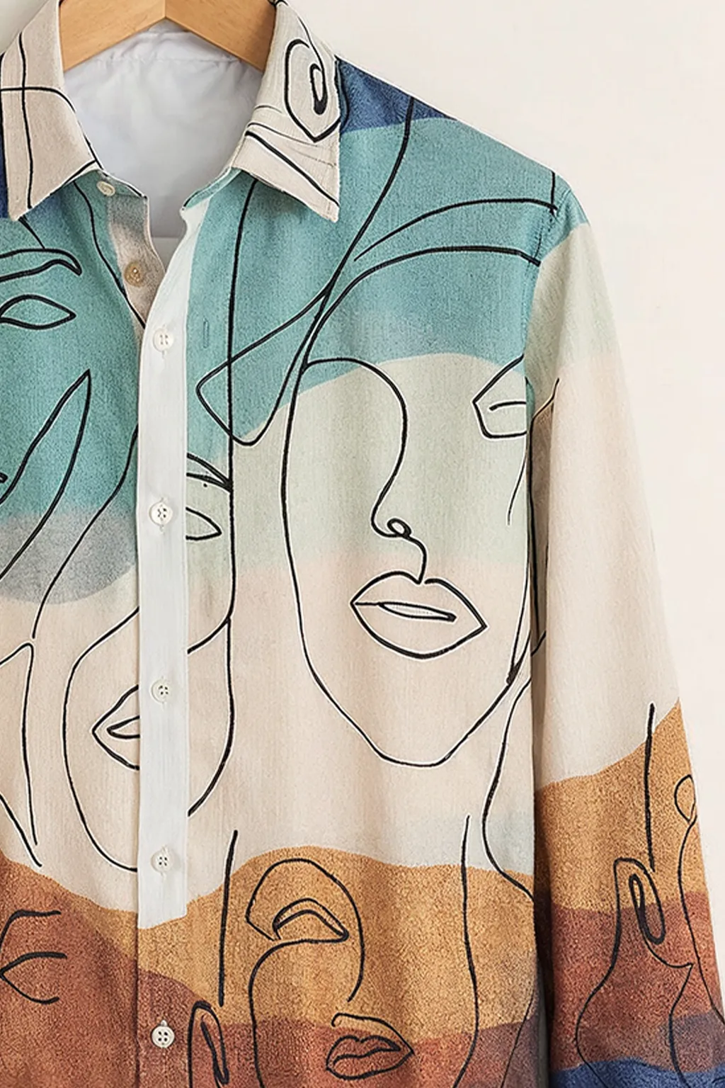 Men’s Premium Abstract Face Printed Shirt - Image 3