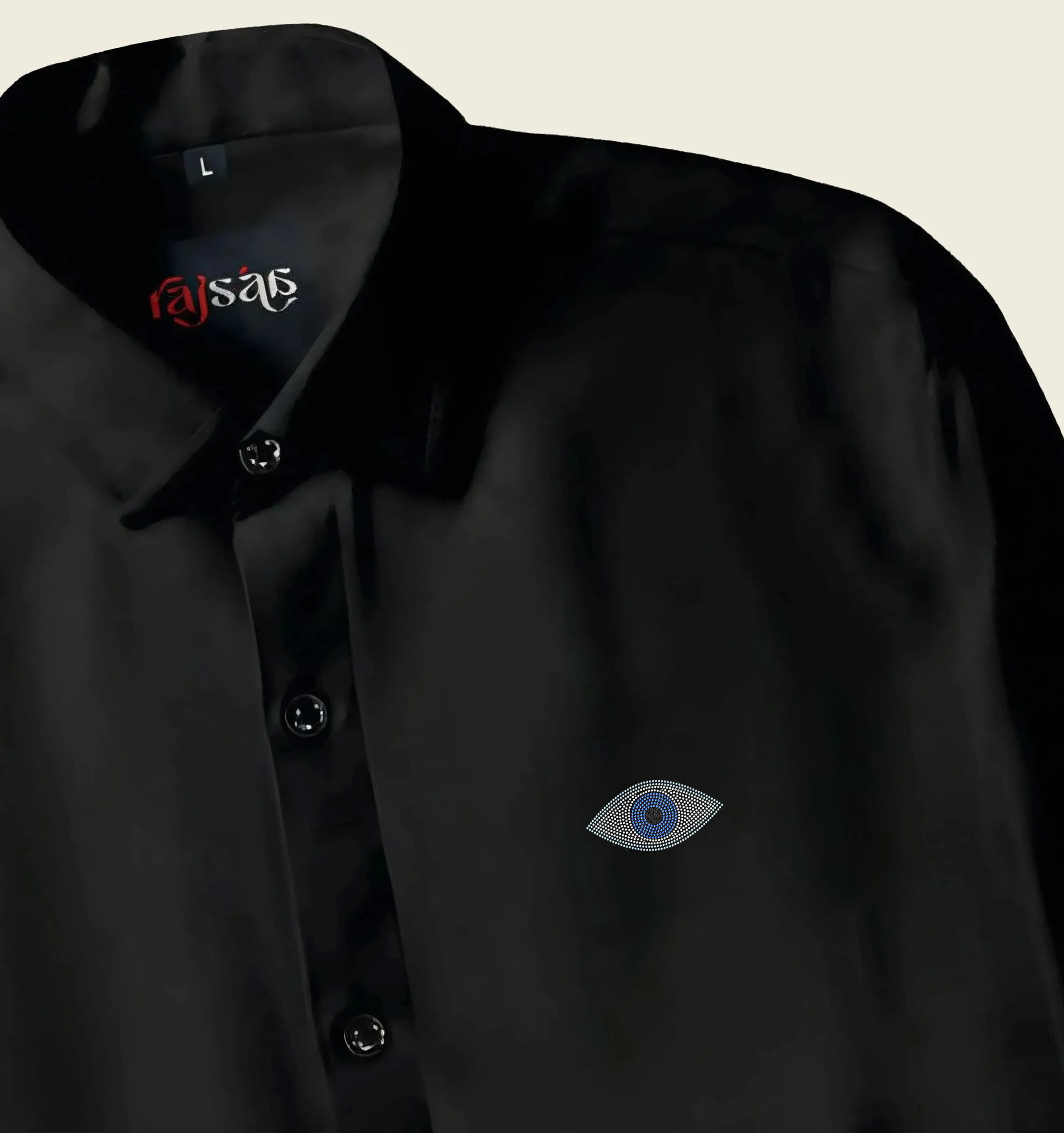 Men’s Evil Eye Embroidered Shirt - Image 4