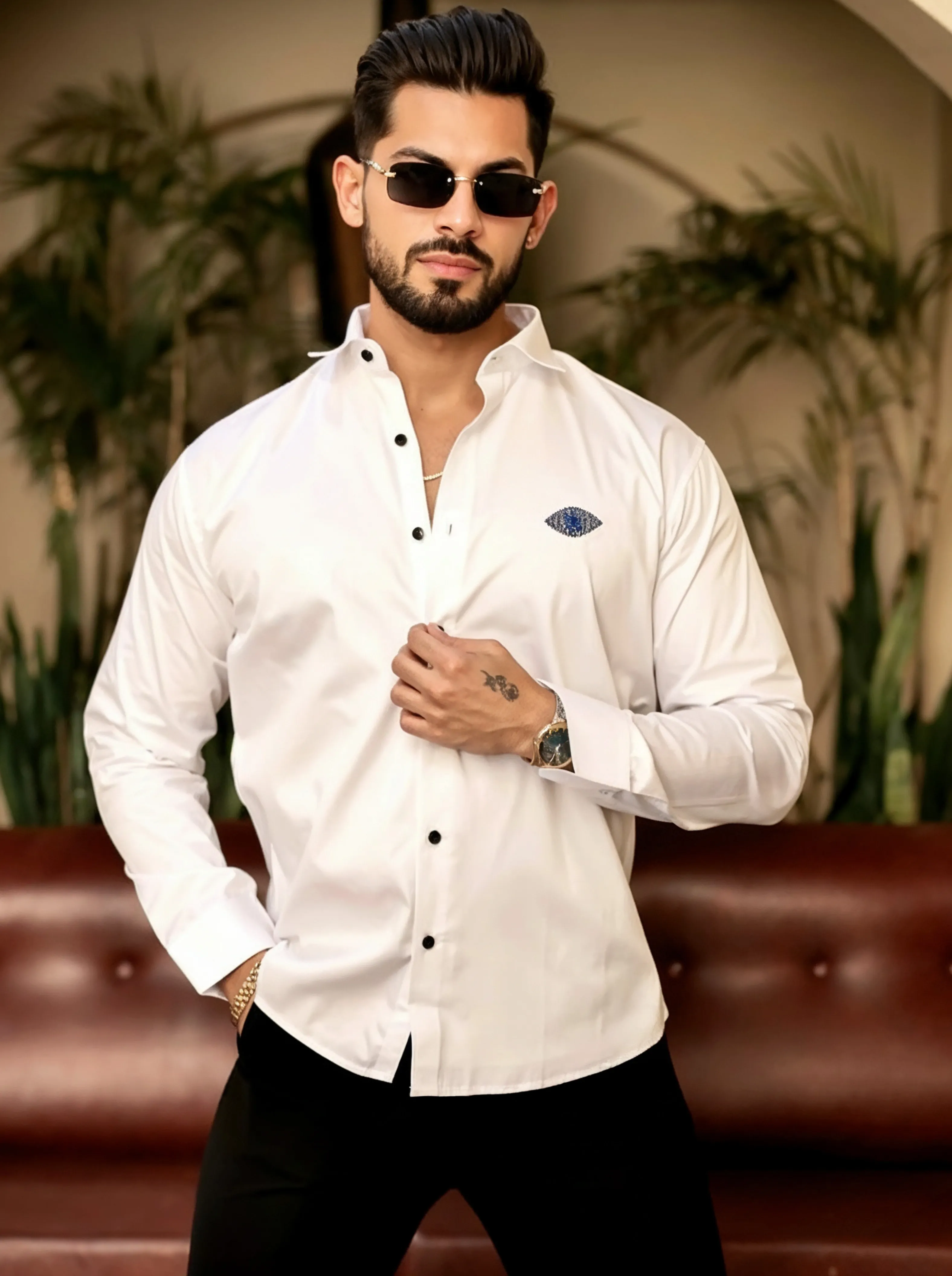 Men’s Evil Eye Embroidered Shirt - Image 5