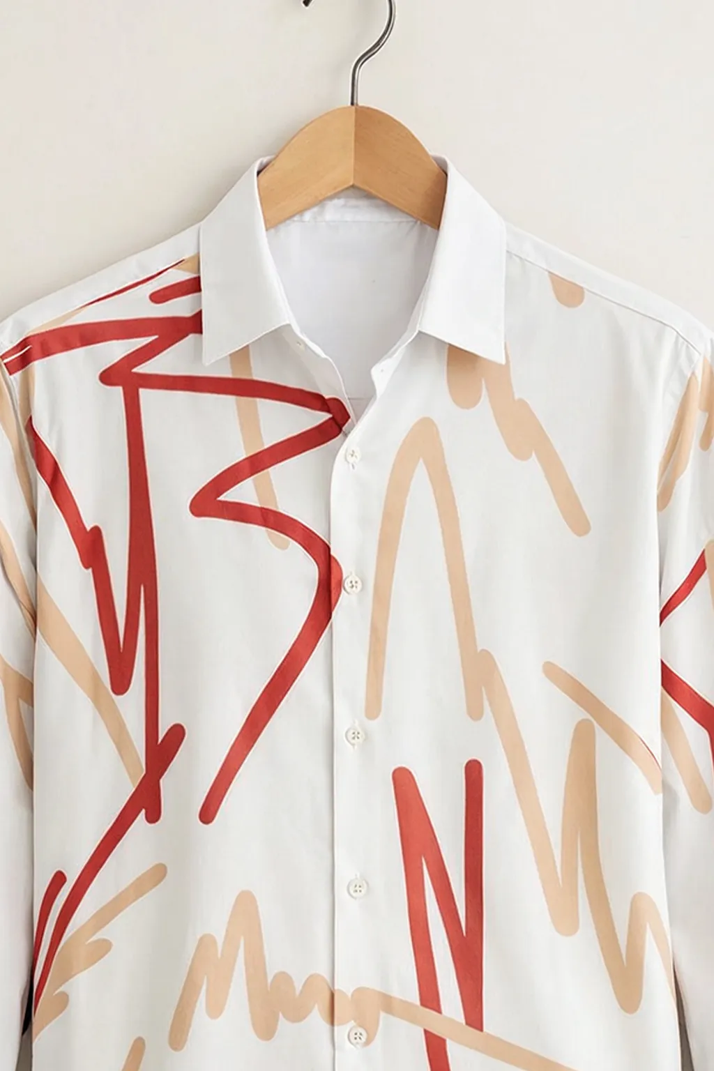 Men’s Stylish White Abstract Printed Shirt - Image 2