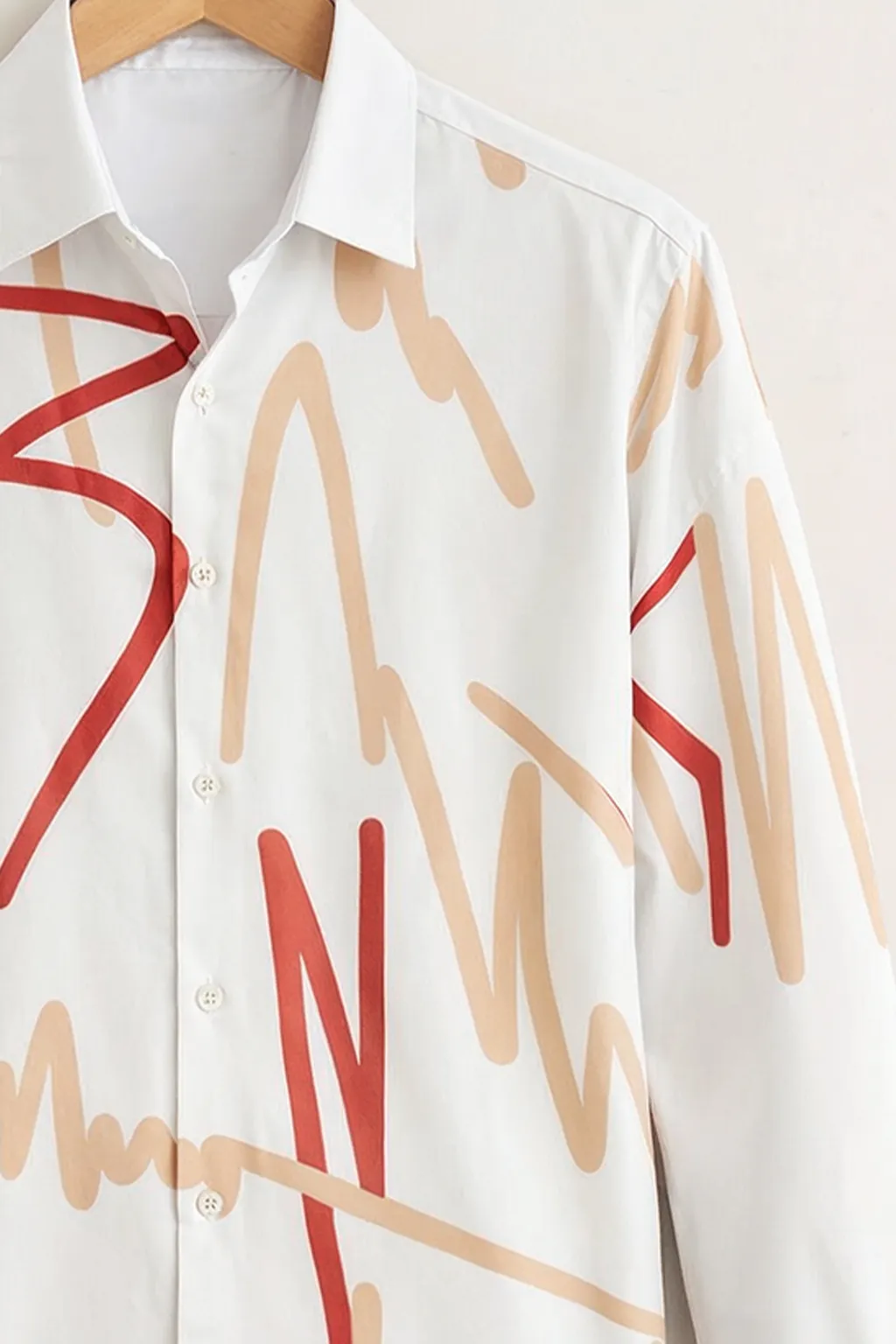 Men’s Stylish White Abstract Printed Shirt - Image 3