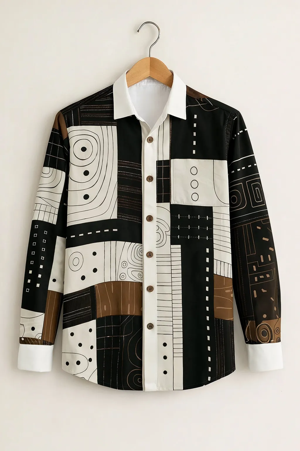 Men’s Premium Black Geometric Printed Shirt