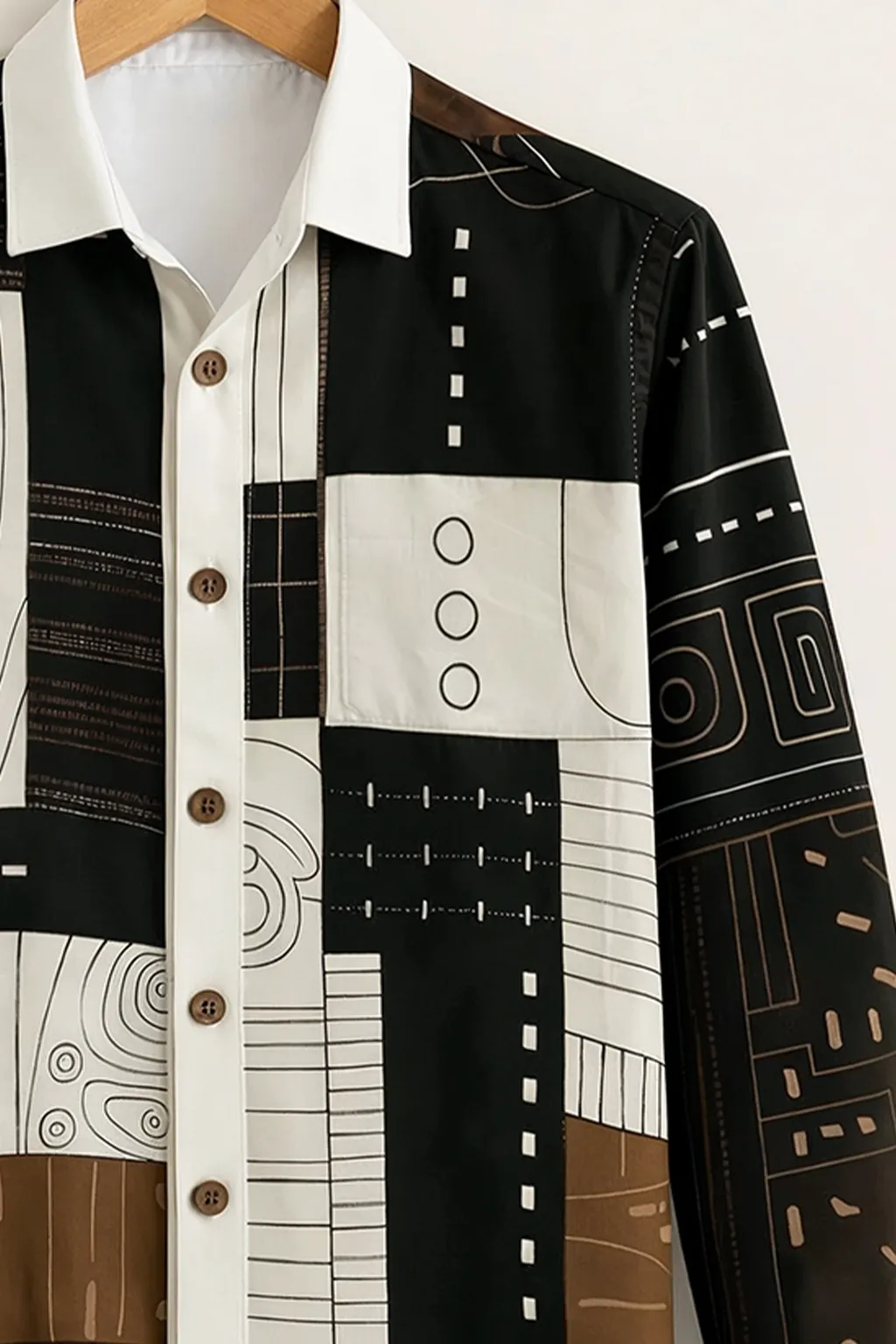 Men’s Premium Black Geometric Printed Shirt - Image 3