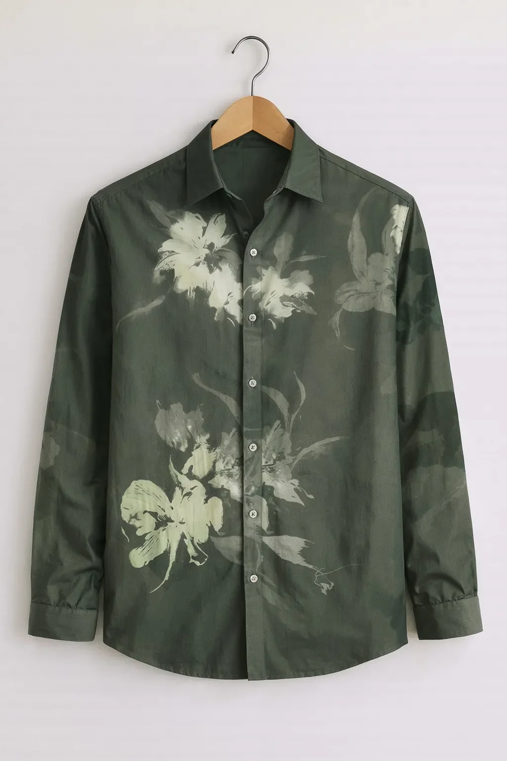 Men’s Dark Green Floral Printed Shirt