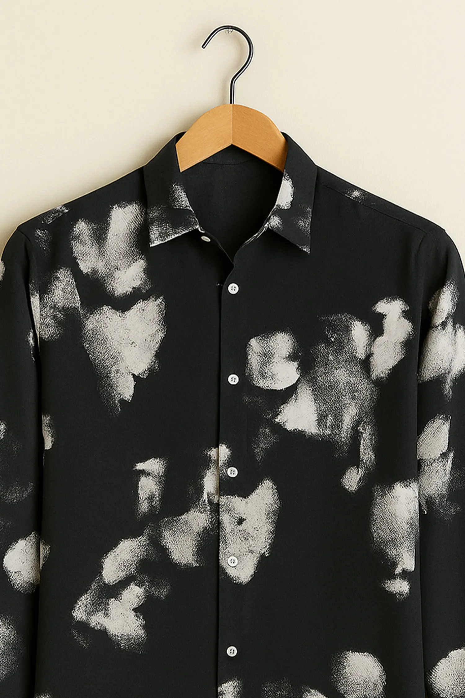 Monochrome Cloud Print Cotton Shirt - Image 2