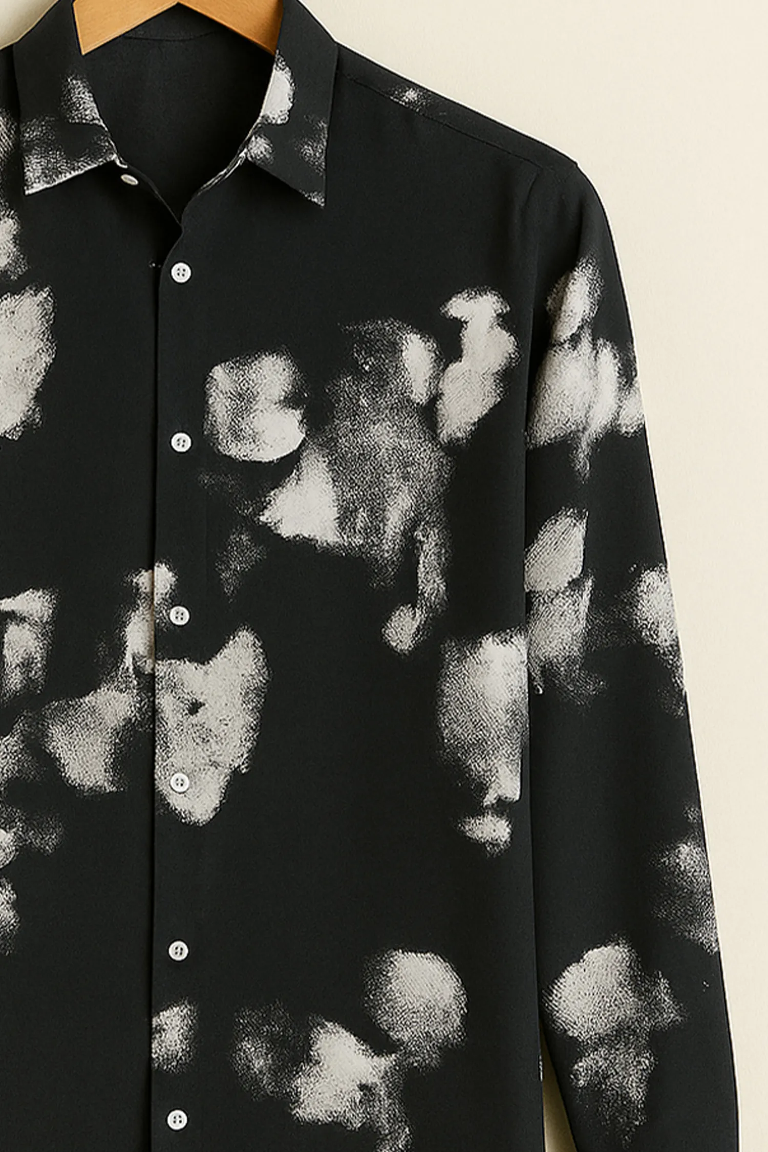 Monochrome Cloud Print Cotton Shirt - Image 3