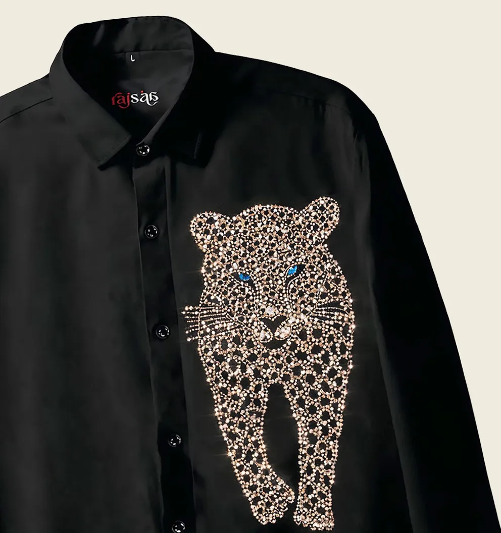 Midnight Leopard Embroidered Shirt - Image 2