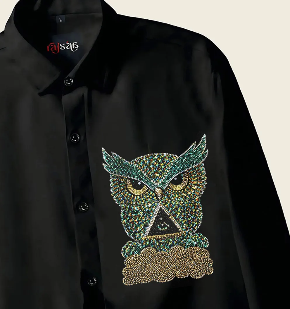 Midnight Owl Embroidered Shirt - Image 2