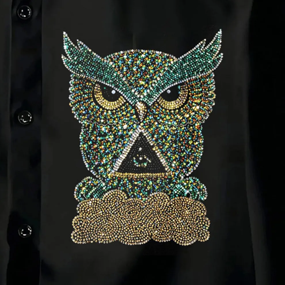 Midnight Owl Embroidered Shirt - Image 3
