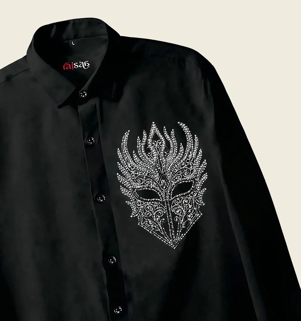 Midnight Phantom Mask Embroidered Shirt - Image 2