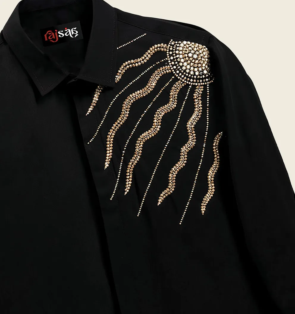 Midnight Solar Rays Embroidered Shirt - Image 2
