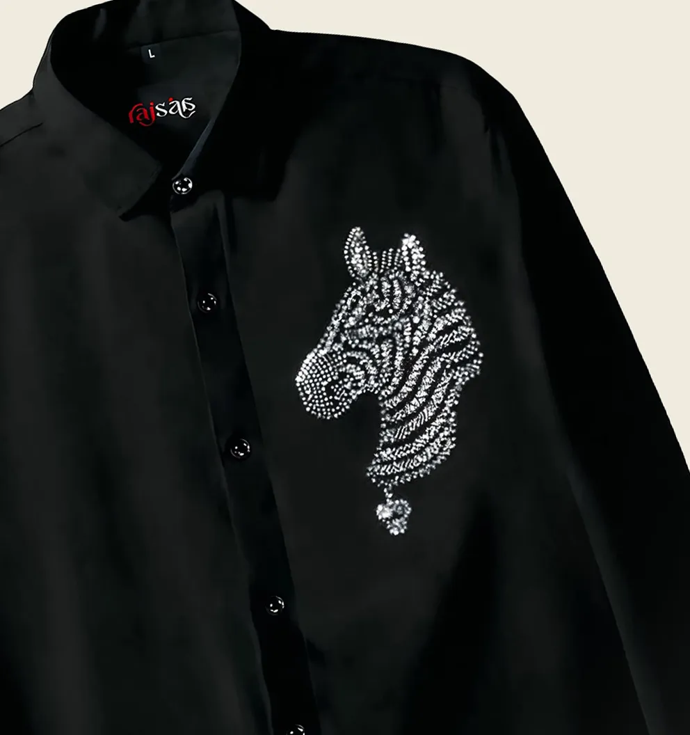 Midnight Zebra Embroidered Shirt - Image 2