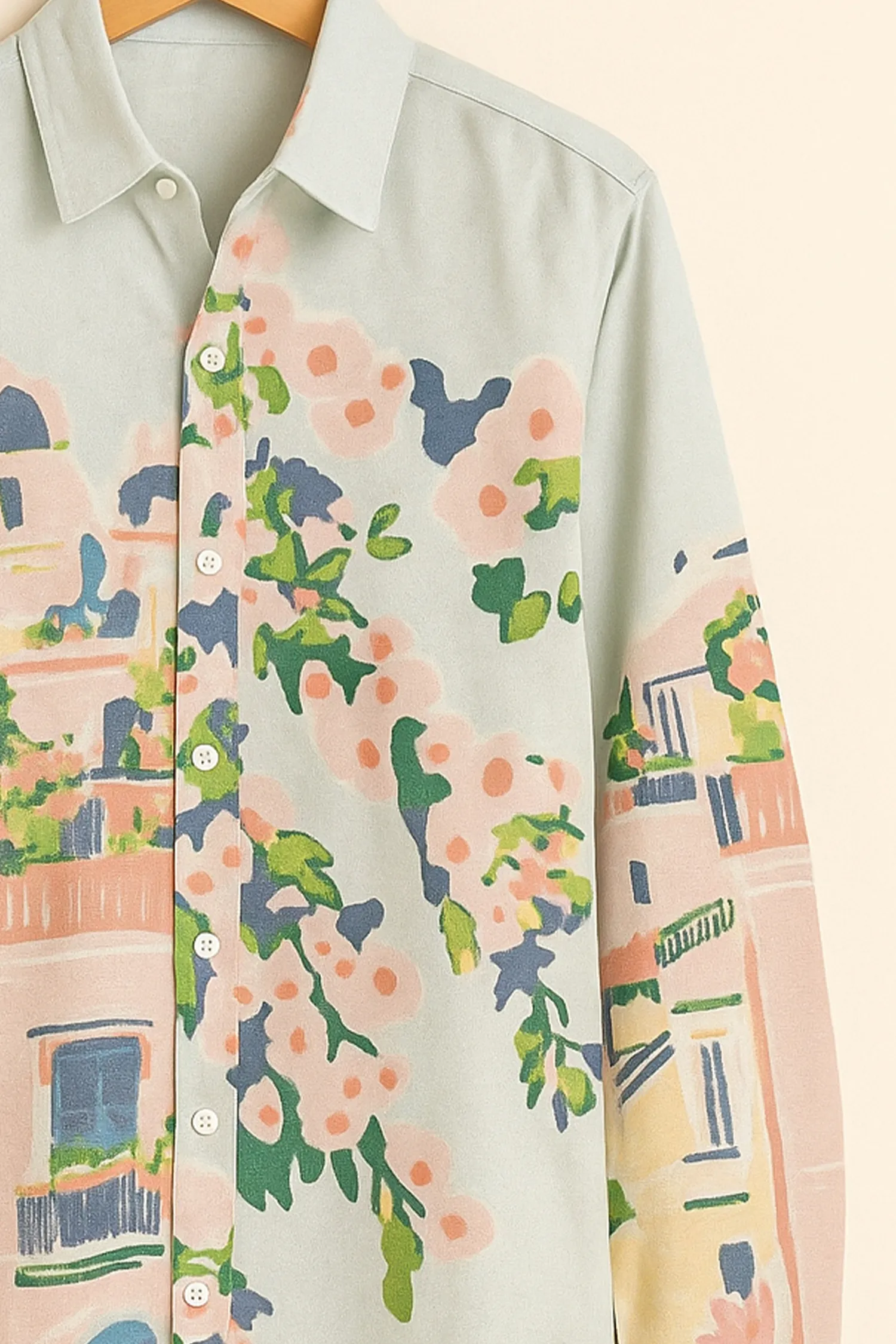 Pastel Bloom Terrace Cotton Shirt - Image 3