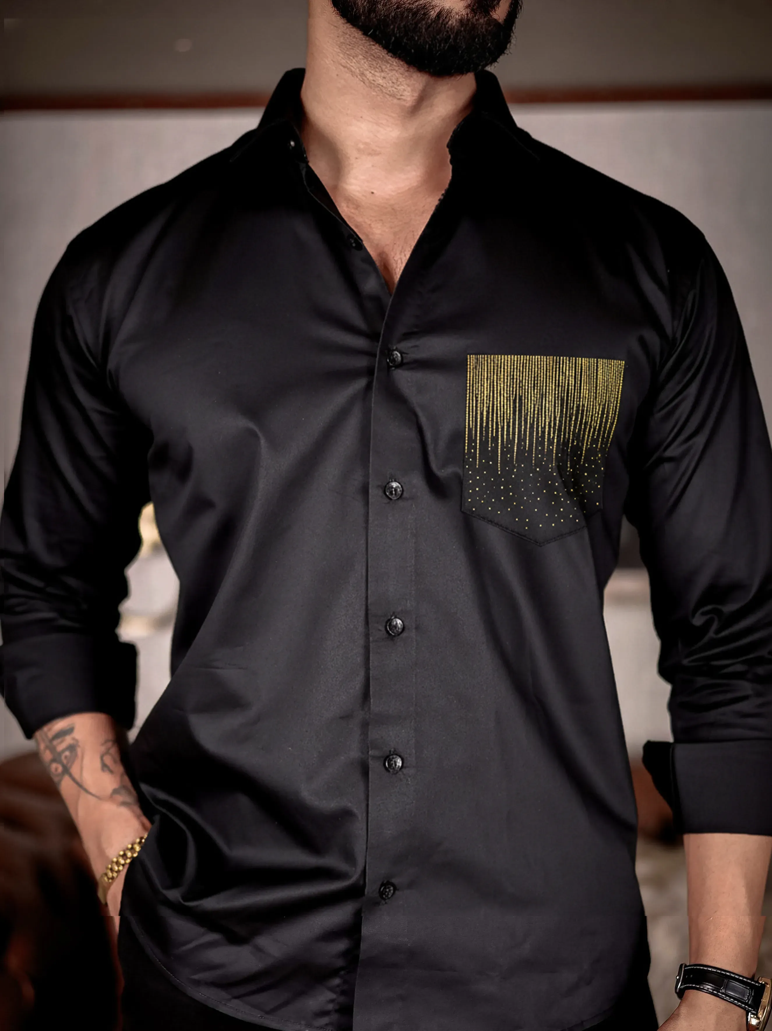 Black Royale with Gold Embellished Pocket Work - Image 3
