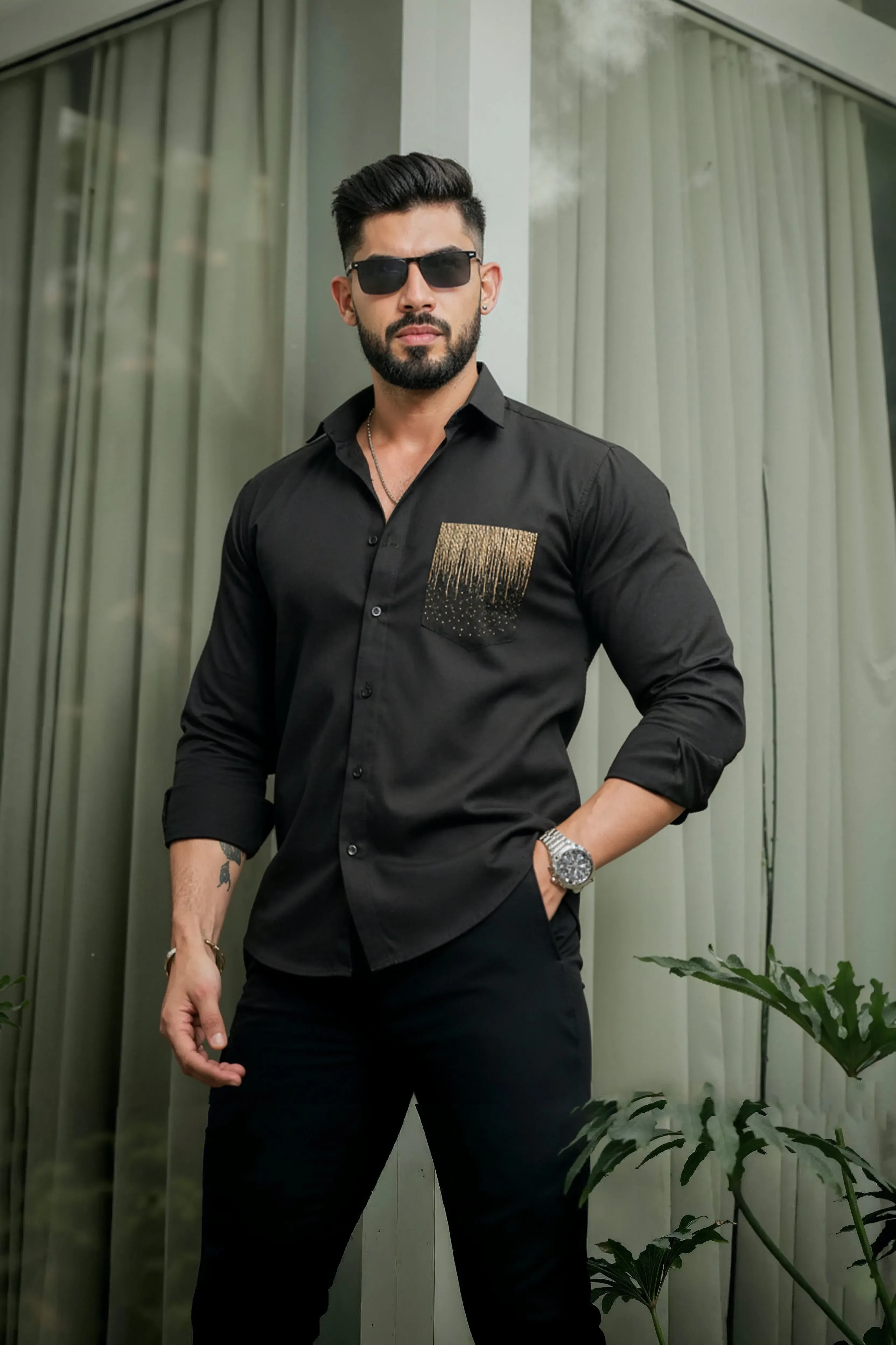 Black Royale with Gold Embellished Pocket Work - Image 4