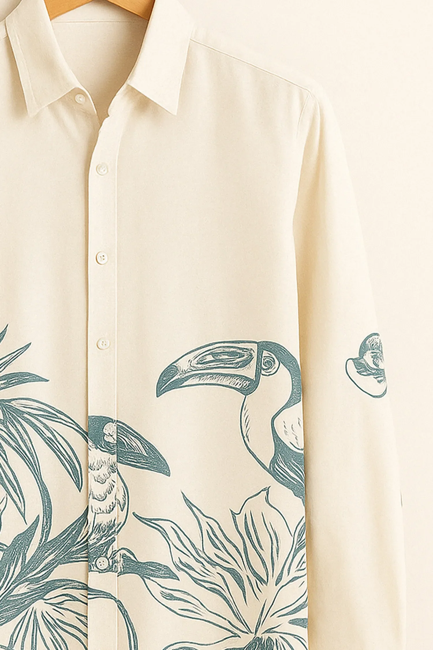 Jungle Bird Pattern Cotton Shirt - Image 3