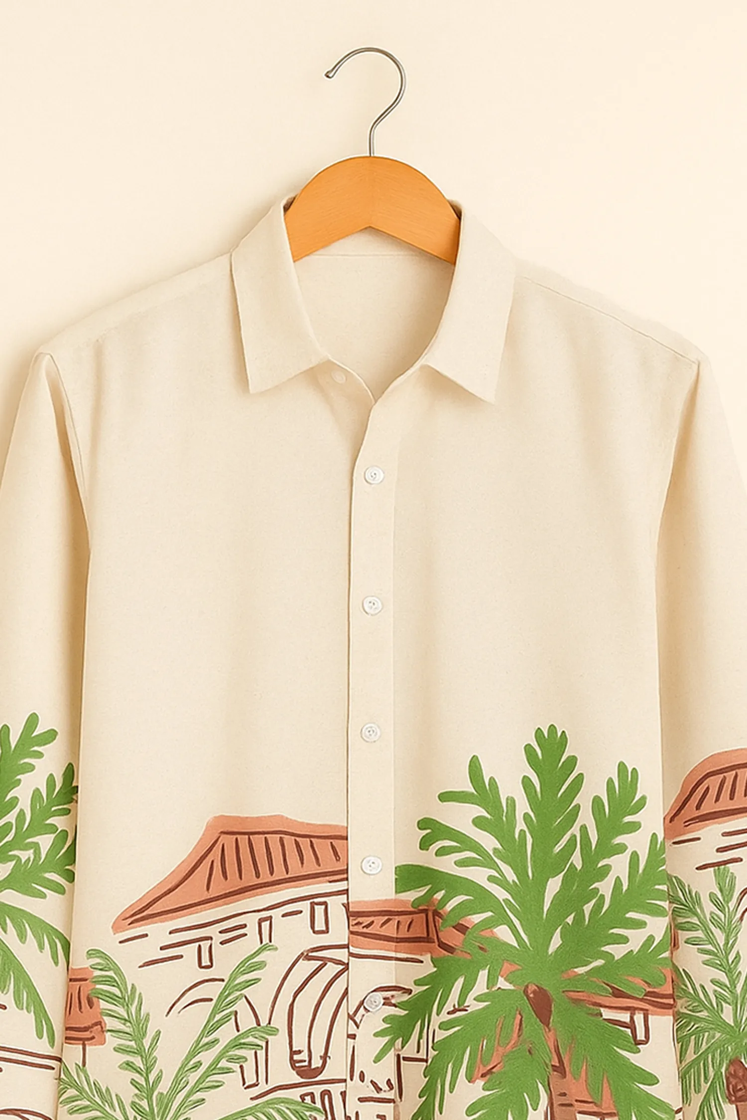 Resort Villa Pattern Cotton Shirt - Image 2