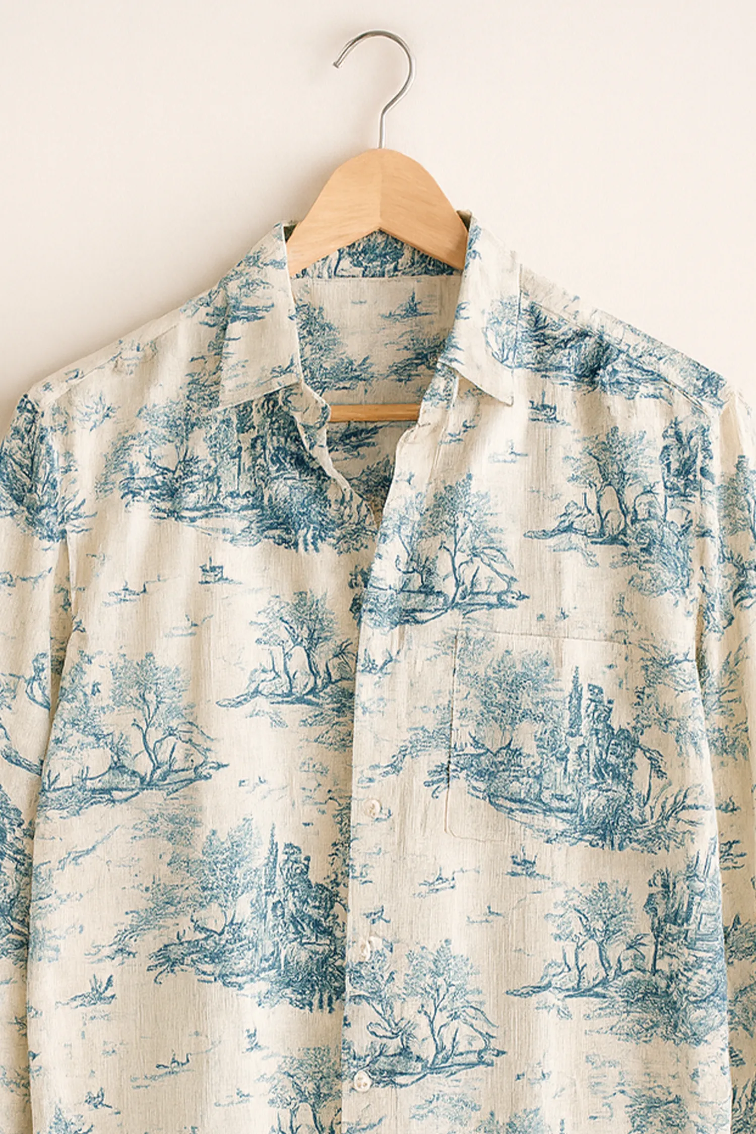 Vintage Blue Toile Cotton Shirt - Image 2